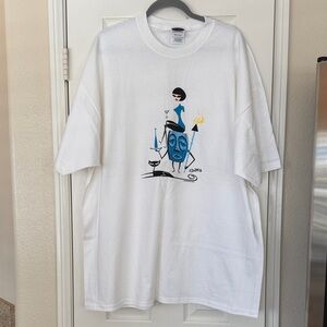 VINTAGE Y2K POSTERPOP SHAG SKATEBOARD T-Shirt Girl with Cocktail on Tiki